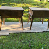 Vintage bedside tables with compass feet