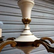 Rare chandelier with 5 lights in bronze and lacquered brass - Circa 1940 - in working condition.