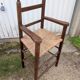 Chair armchair high child wood seat straw vintage