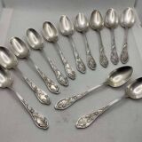 Set of 12 BOULENGER silver-plated metal dessert spoons