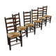 Lot 6 chaises bois et assise paillée dans le style georges Robert