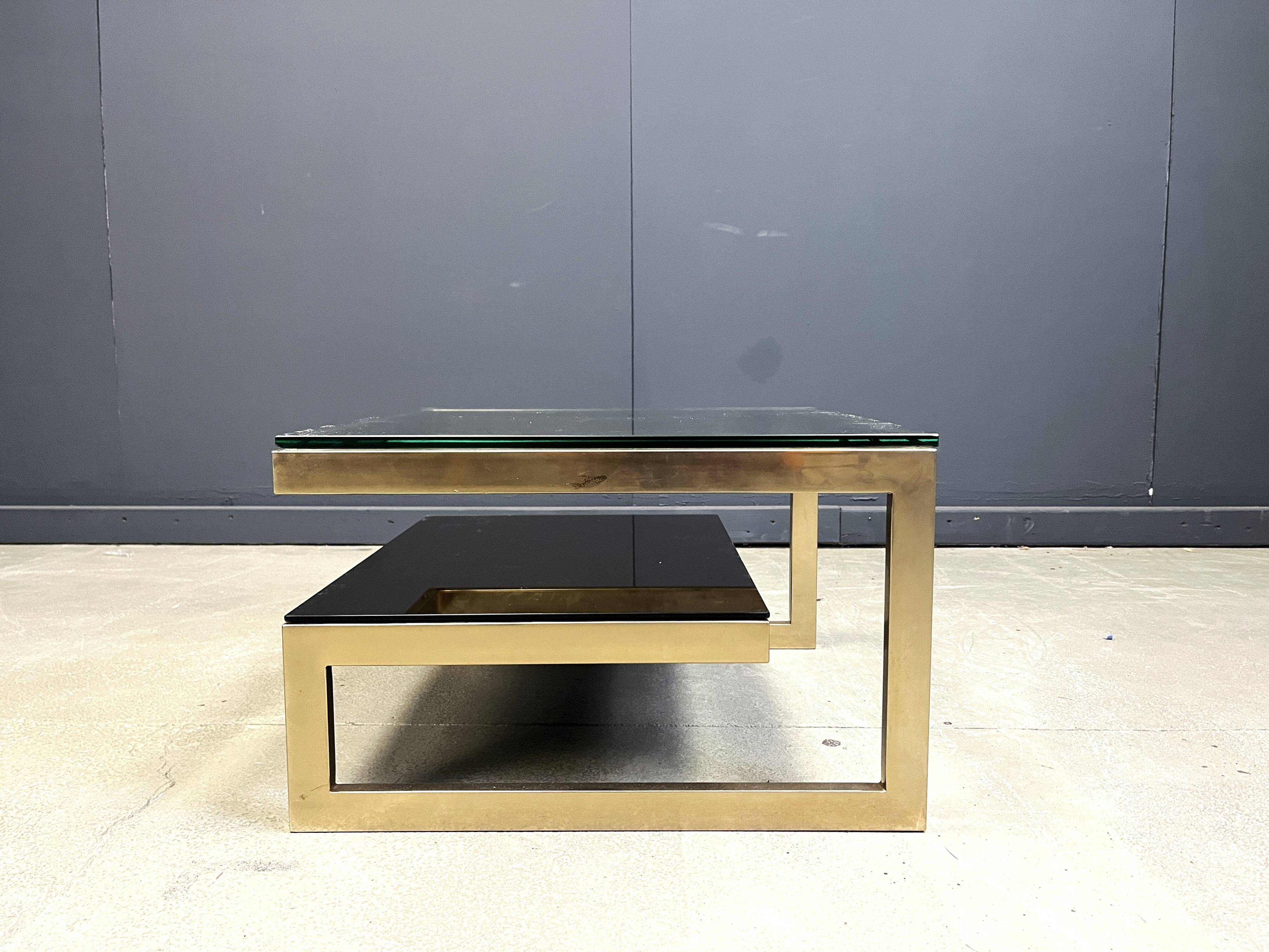 Vintage 23kt gold layered G shaped coffee table by Belgochrom, 1970s
