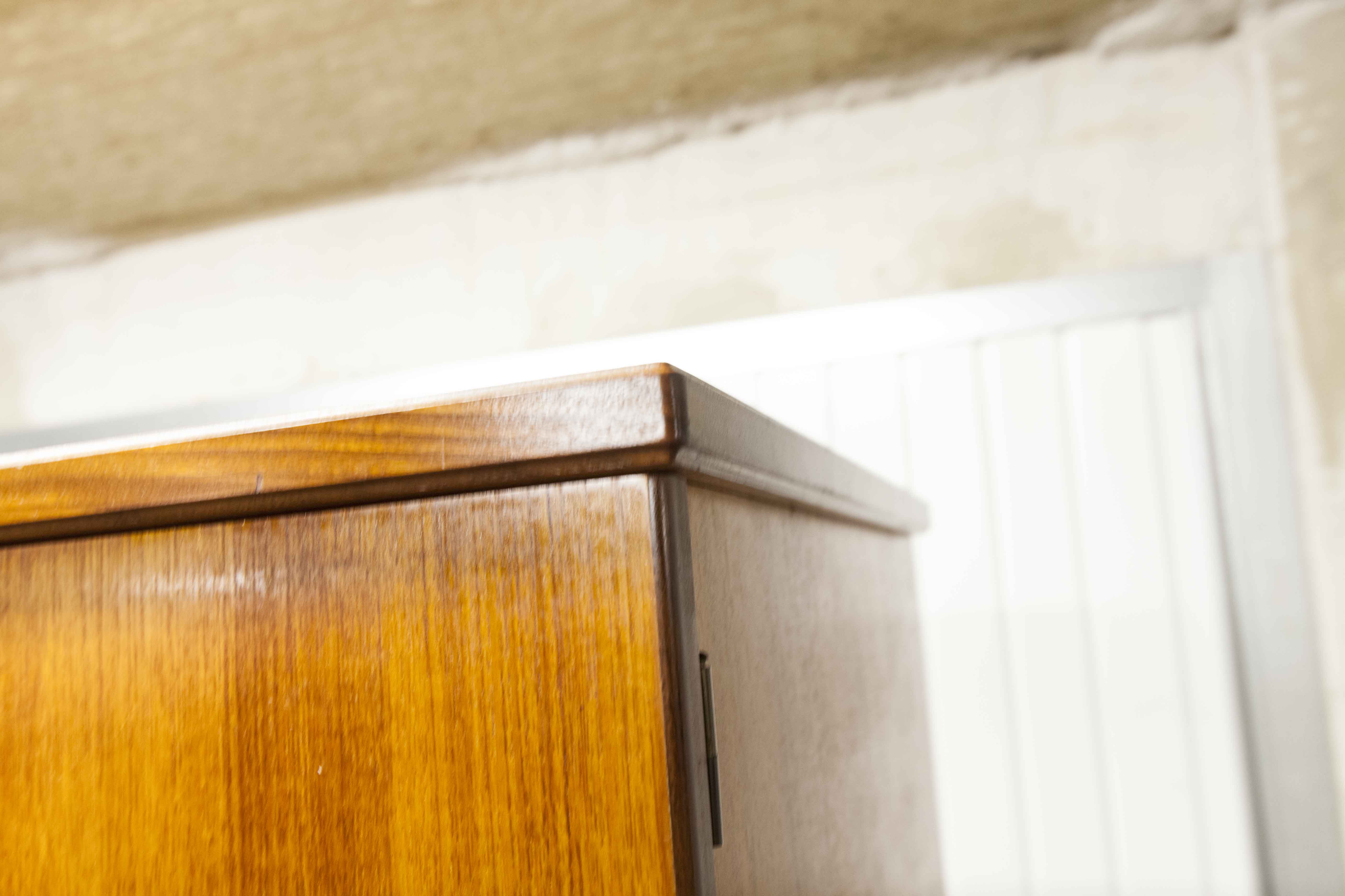 Scandinavian teak cabinet 4 doors 2+1 drawers wardrobe 1960