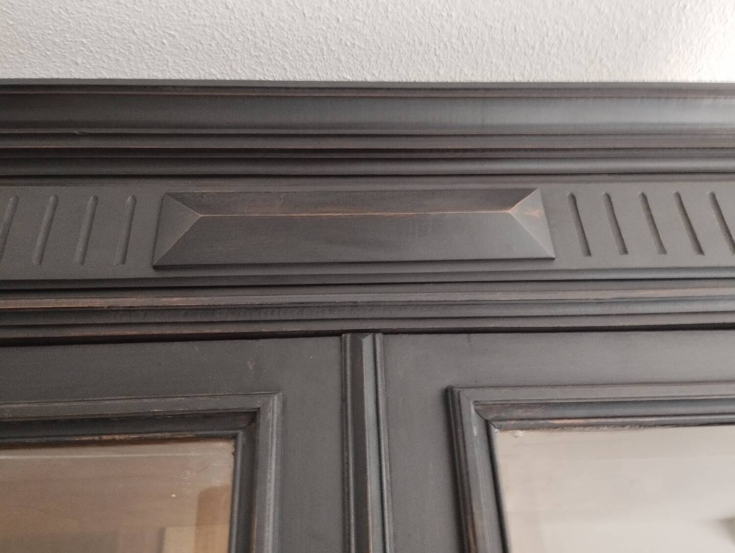 Old 2-door bookcase with black patina