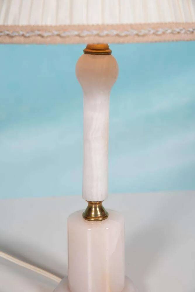 Bohemian chic natural stone table lamp, mid-century onyx table lamp.