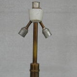 Lampadaire en laiton et bois du milieu du siècle