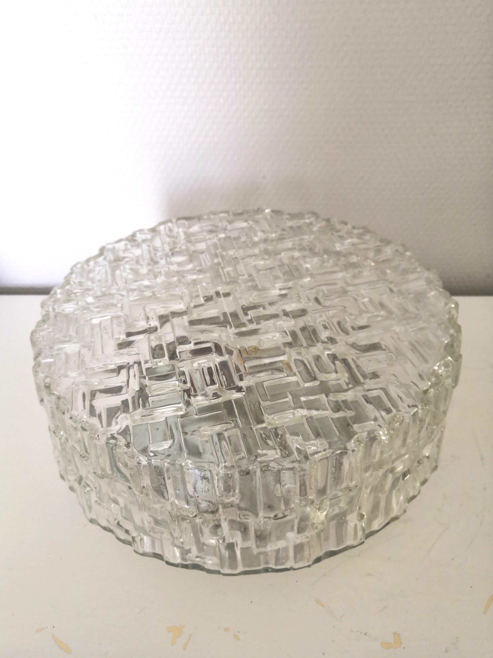 Ceiling lamp or vintage glass wall lamp work made in Italy design 70s