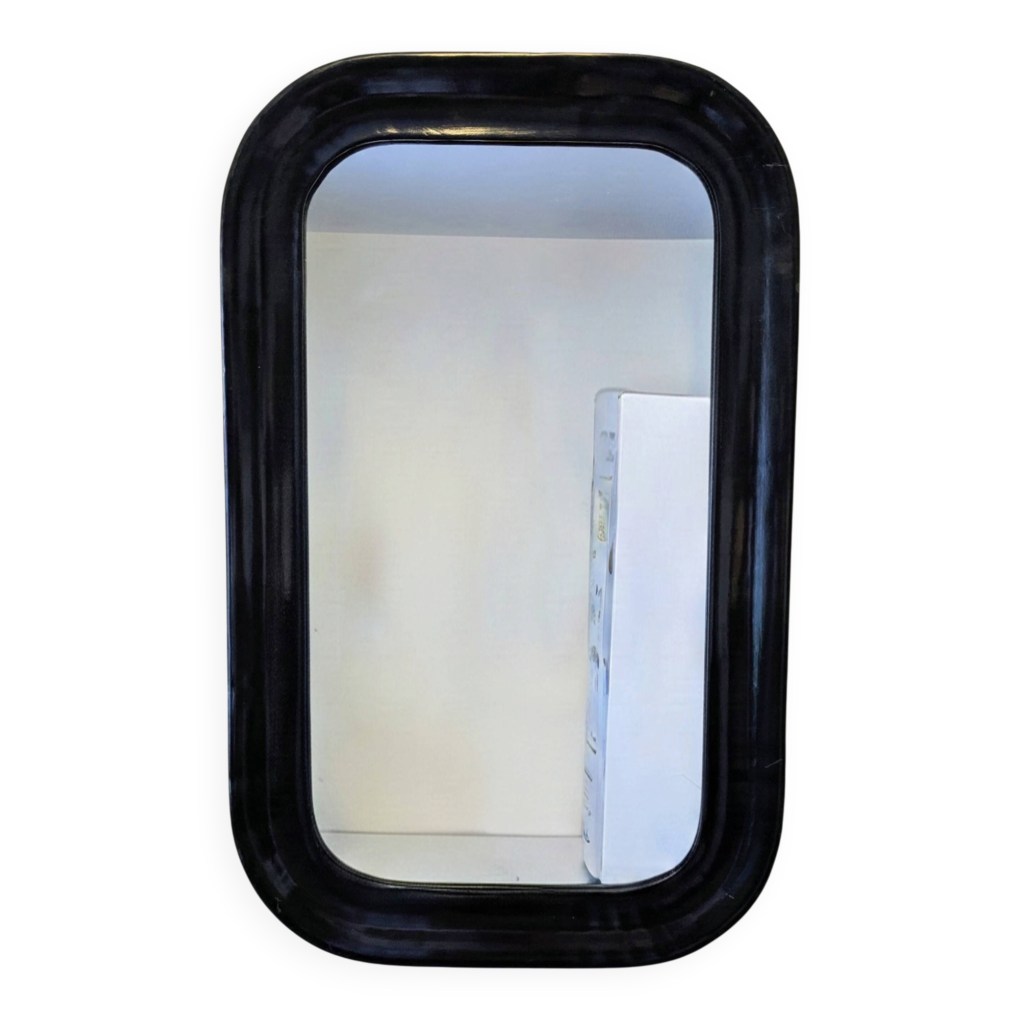 Miroir vintage noir aux angles arrondis