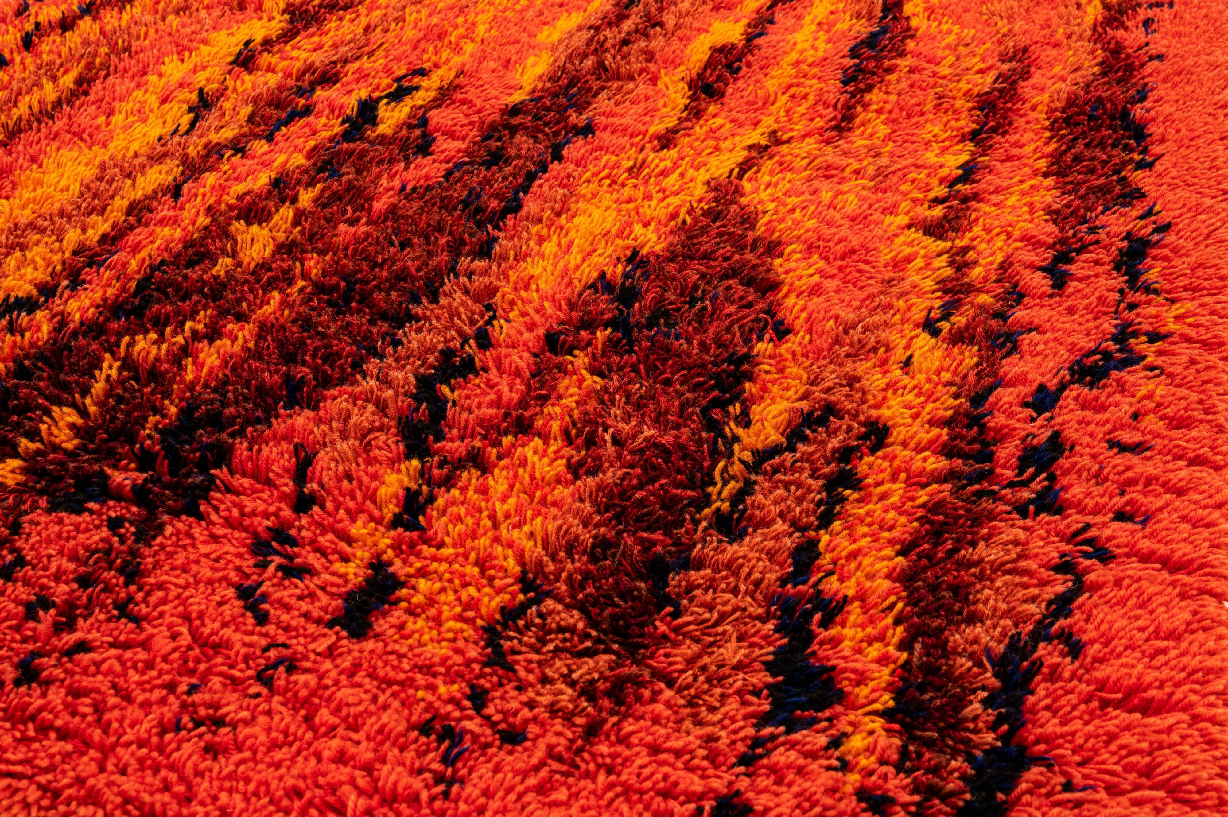 Scandinavian 20th century modern long pile rug 140 x 113 cm