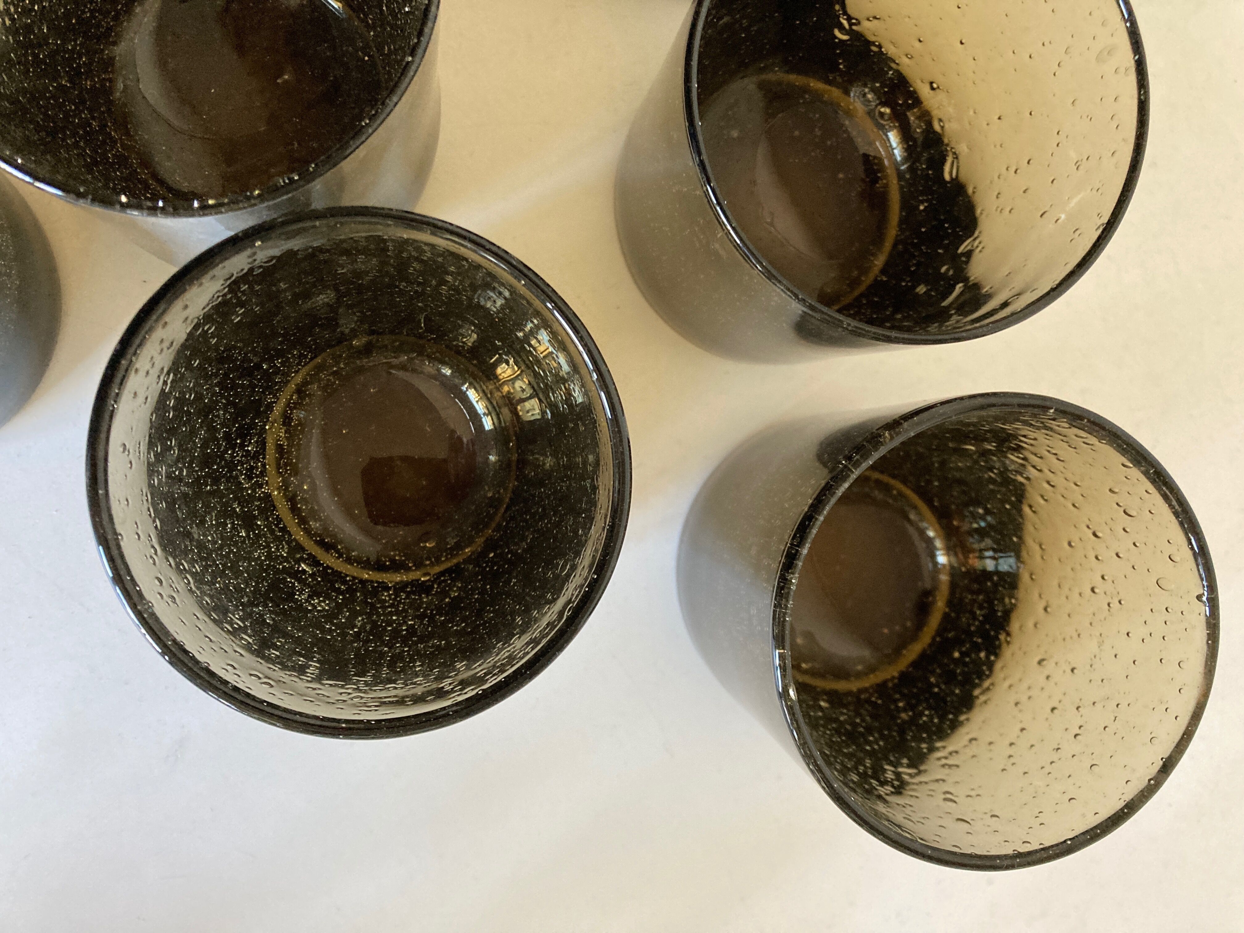 Set de 6 verres gobelets en verre bullé 1970