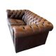 Vintage chocolate brown leather Chesterfield armchair/sofa