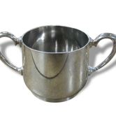 English sugar bowl in silver metal