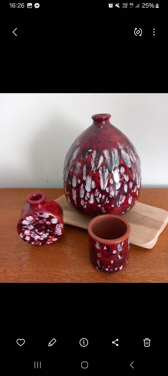 Collection Trio "Rouges de Vallauris" – Marius GIUGE – Design 1960