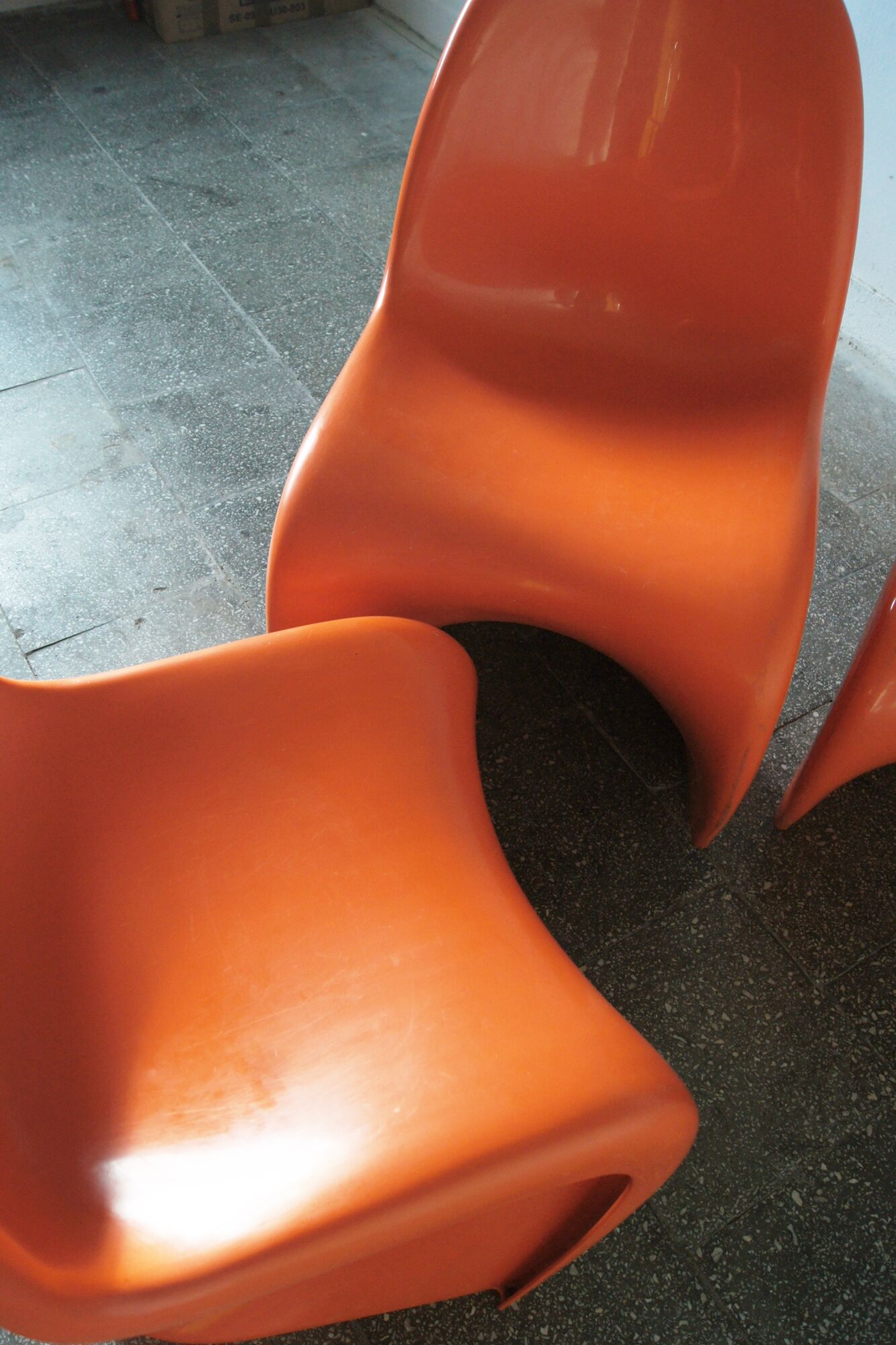 Orange Panton Chair by Verner Panton for Herman Miller set of 4