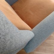Danish designed armchair 70's, wool, nubuck leather, completely renovated