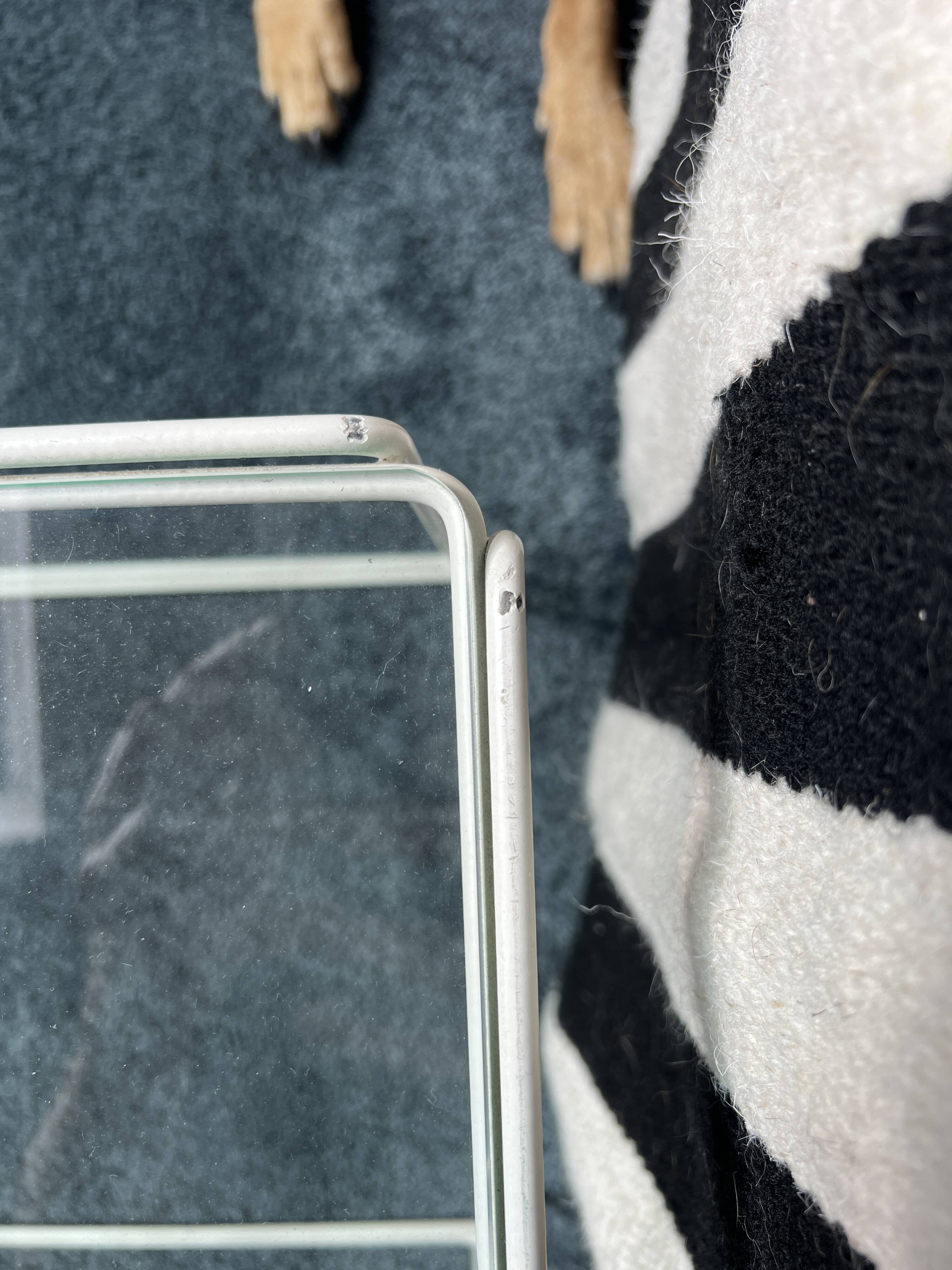 3 nesting tables by Max Sauze for Isocèle – 1970s – white metal & glass