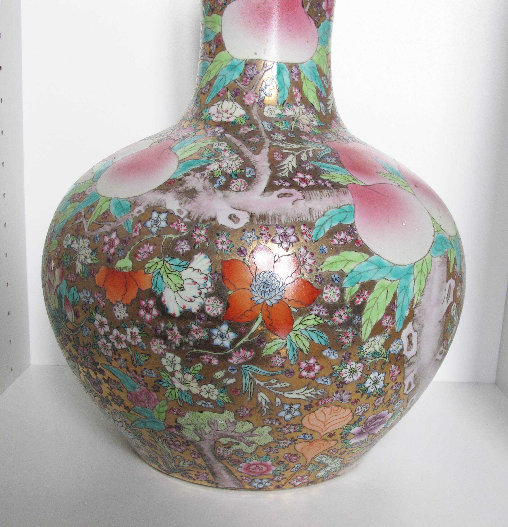 H: 51cm, very large rose family porcelain vase Chinese China
