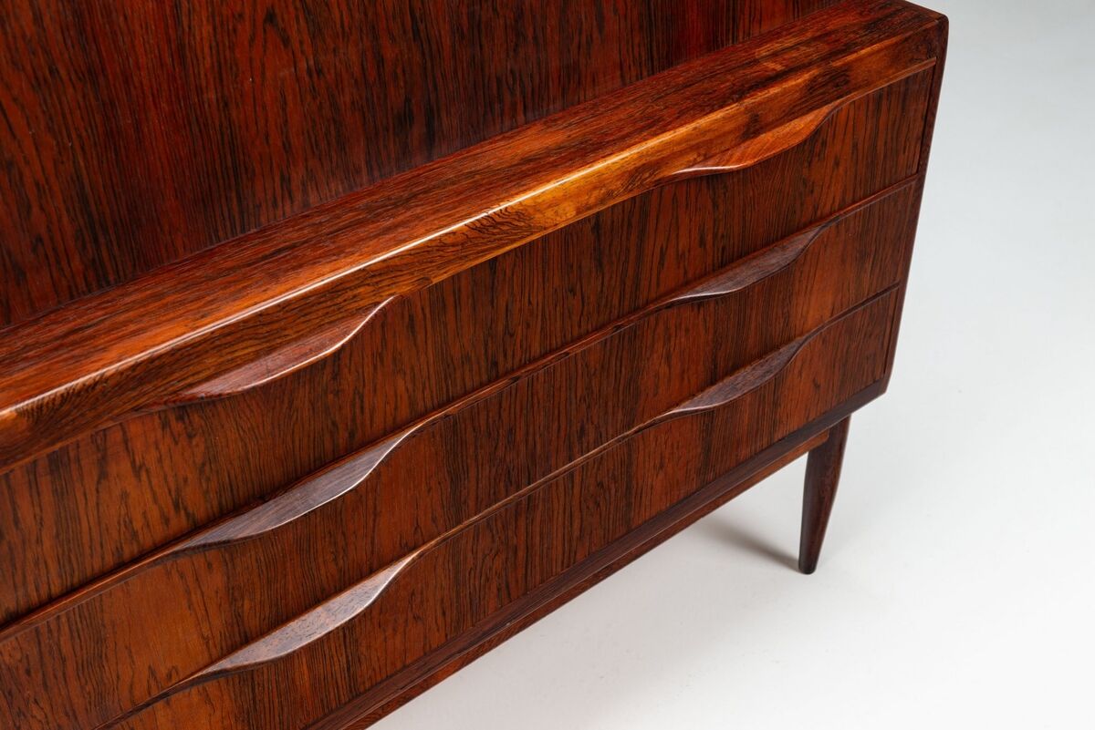 Bureau secrétaire Erling Torvits en palissandre Klim Mobelfabrik Danemark 1960