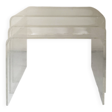 Table basse gigogne modulable en plexiglas, D. Lange Marais Les invisibles