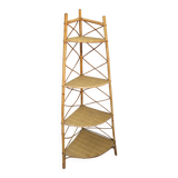 Corner rattan shelf
