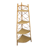 Corner rattan shelf
