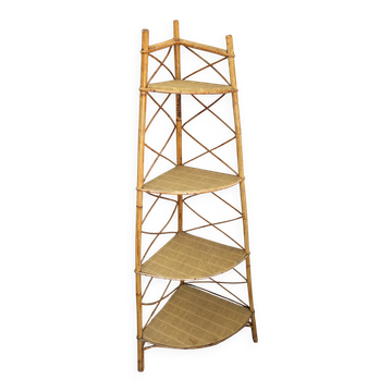Etagère d'angle en rotin