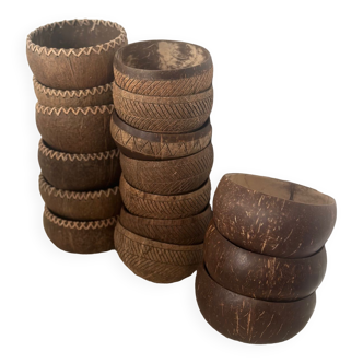 Set of 13 coconut bowls