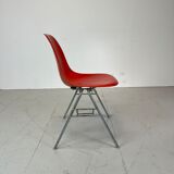 Vintage Eames Herman Miller DSS side chairs in coral orange