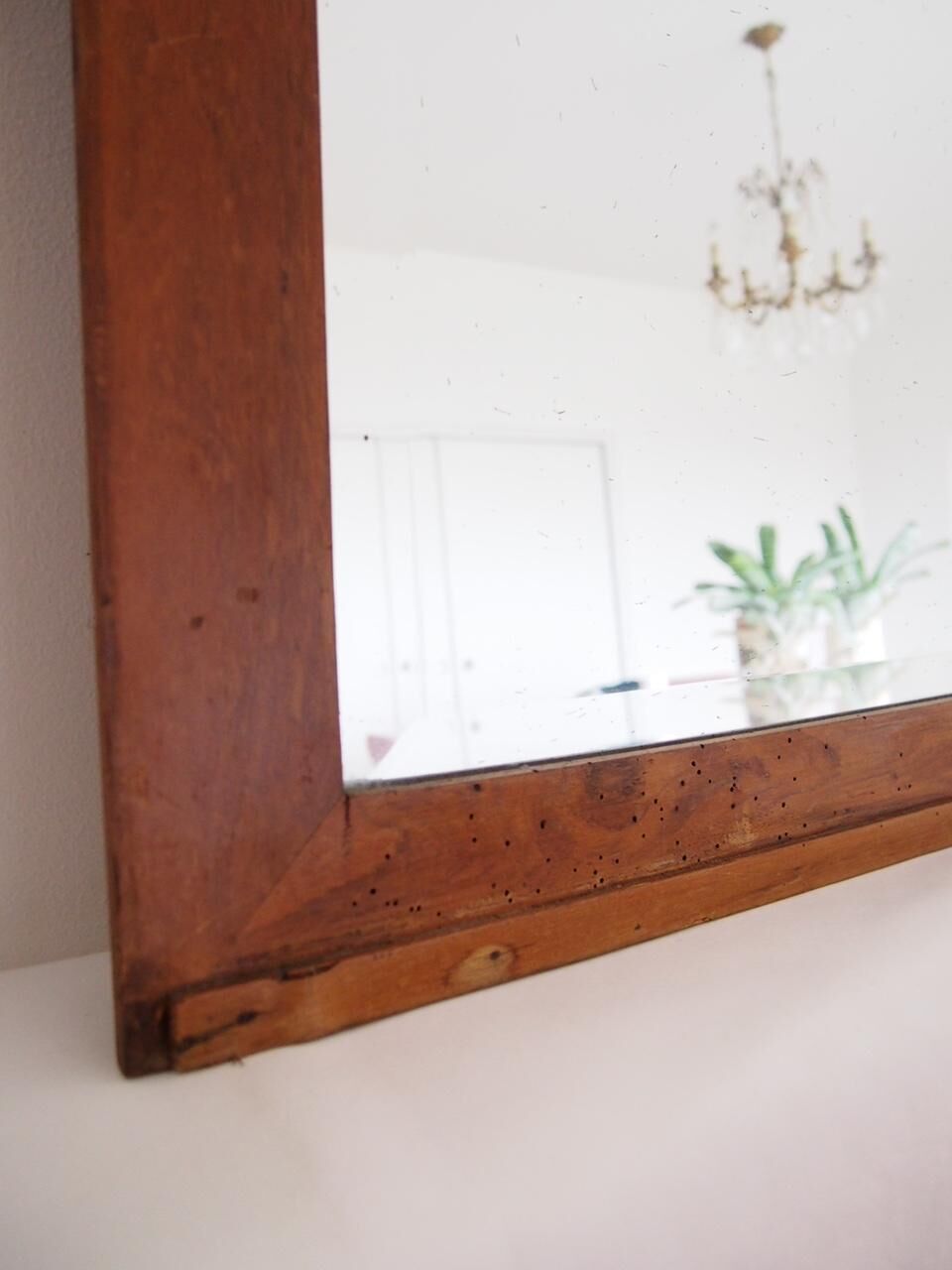 Former beveled mirror and contour wood 72x75cm