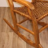 Vintage rocking chair in solid wood 1950