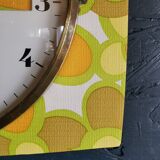 Vintage formica clock rectangular silent wall pendulum "Odo flowers"