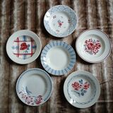 6 mismatched antique deep plates