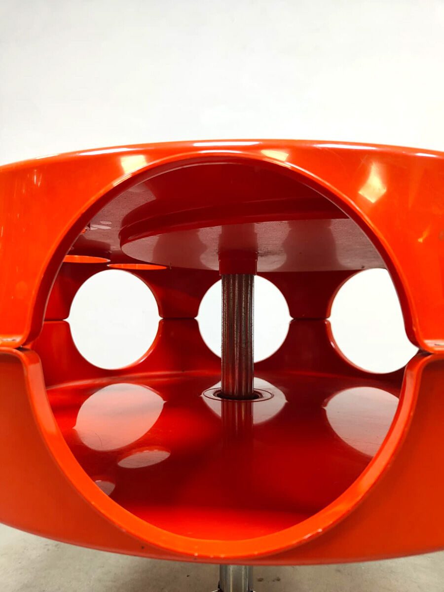 Dutch vintage design orange Rotorbar space age trolley Curver