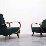 1930 Jindrich Halabala Bentwood Armchair in Emerald Green Velvet