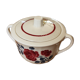 Sucrier demi porcelaine Badonviller roses rouge bleu art deco
