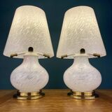 Mushroom table lamps in Murano glass, Italy, 1970s, set of 2