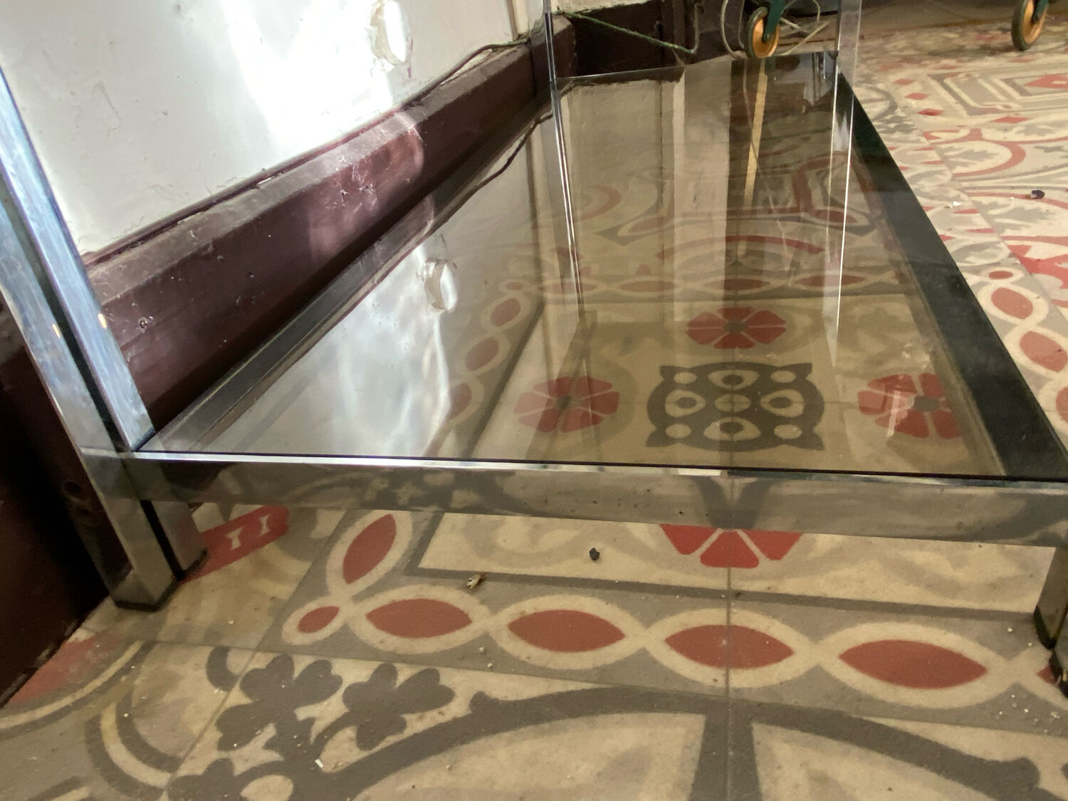 Modular shelf chrome and smoked glass 70s