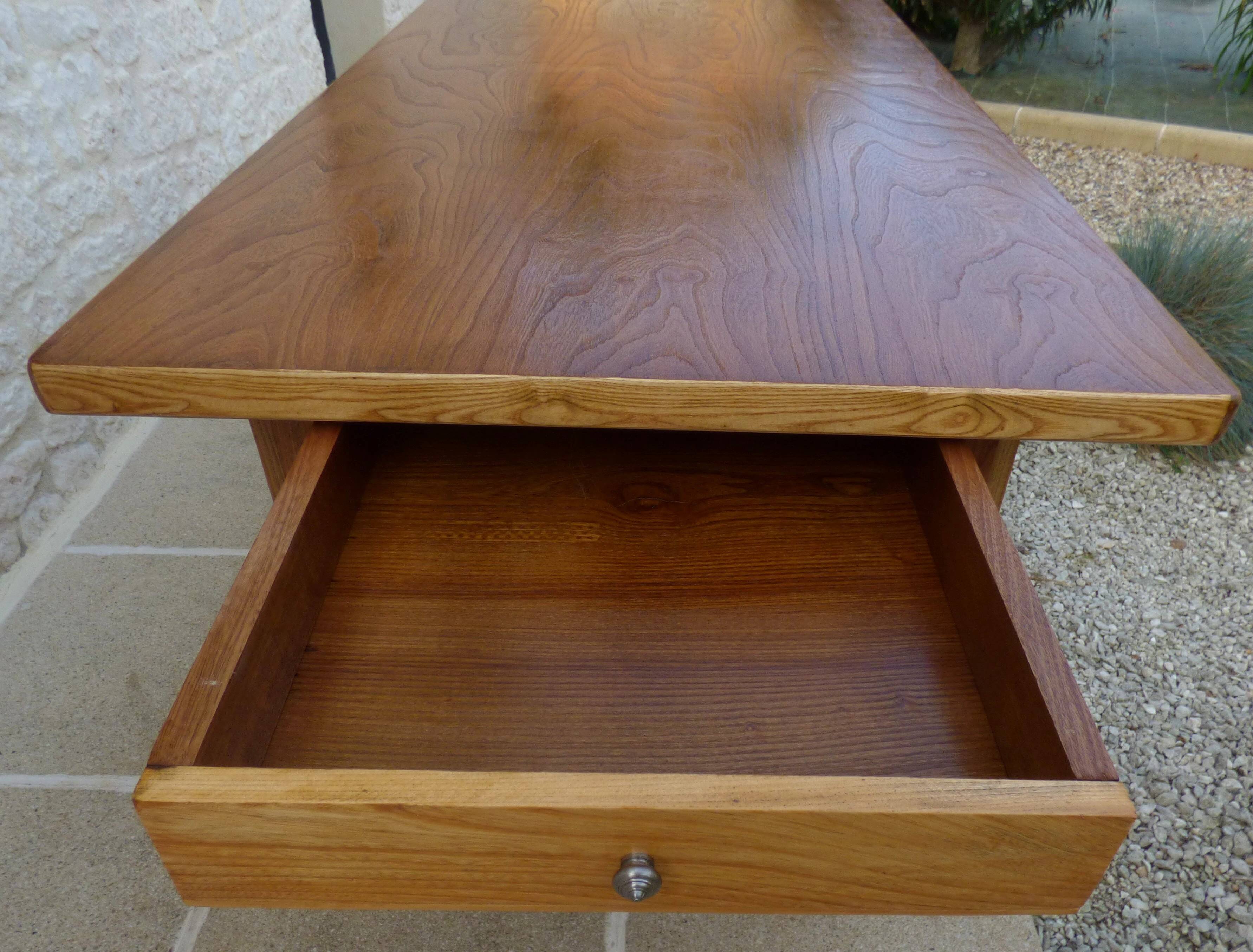 Farm table with 1 drawer in solid oak, natural colour - Totally res