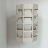 Vintage pendant light by Poul Gernes, matt white lacquered metal, by Poulsen Denmark 1960.