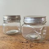 Set of 2 antique jars with aluminum lids