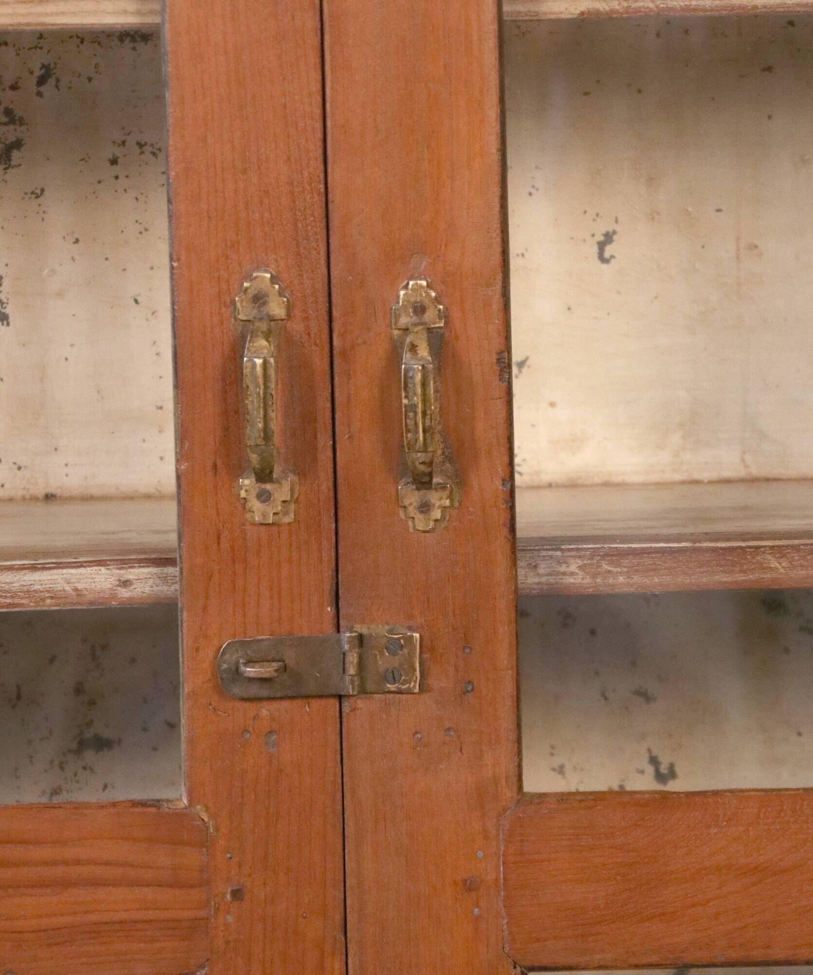 Old art deco showcase in Burmese teak patina original interior swine