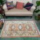 Tapis turc petit Milas 142x85 cm vieux tapis vintage Ushak Rose Beige Bleu