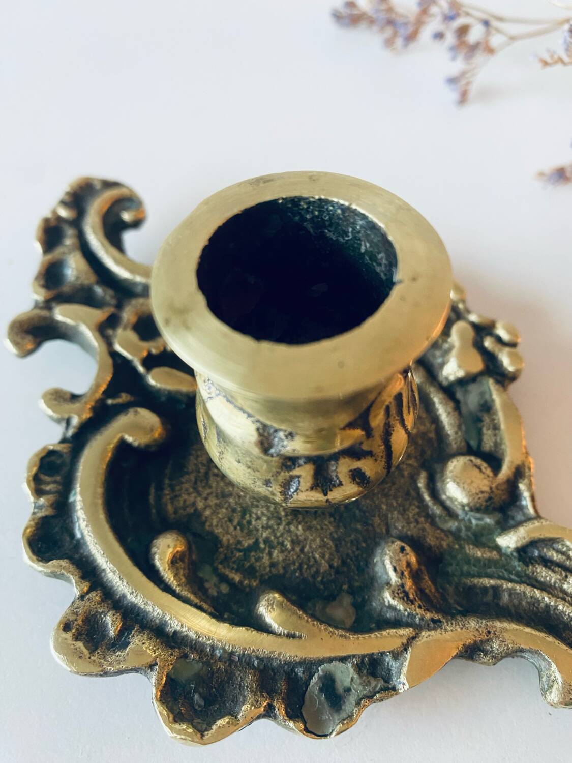 Antique bronze candle holder