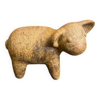 Sculpture Lamb JEAN TESSIER Ceramic Realistic Workshop Le Cep Vintage