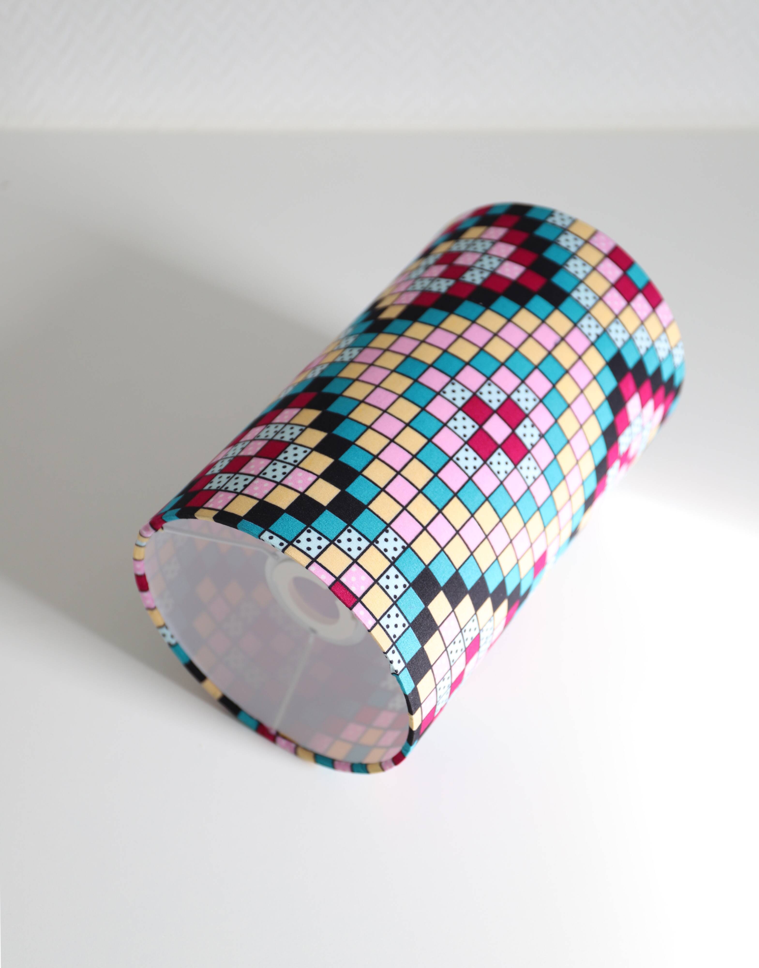 Vintage 70s bedside lamps, printed lampshades