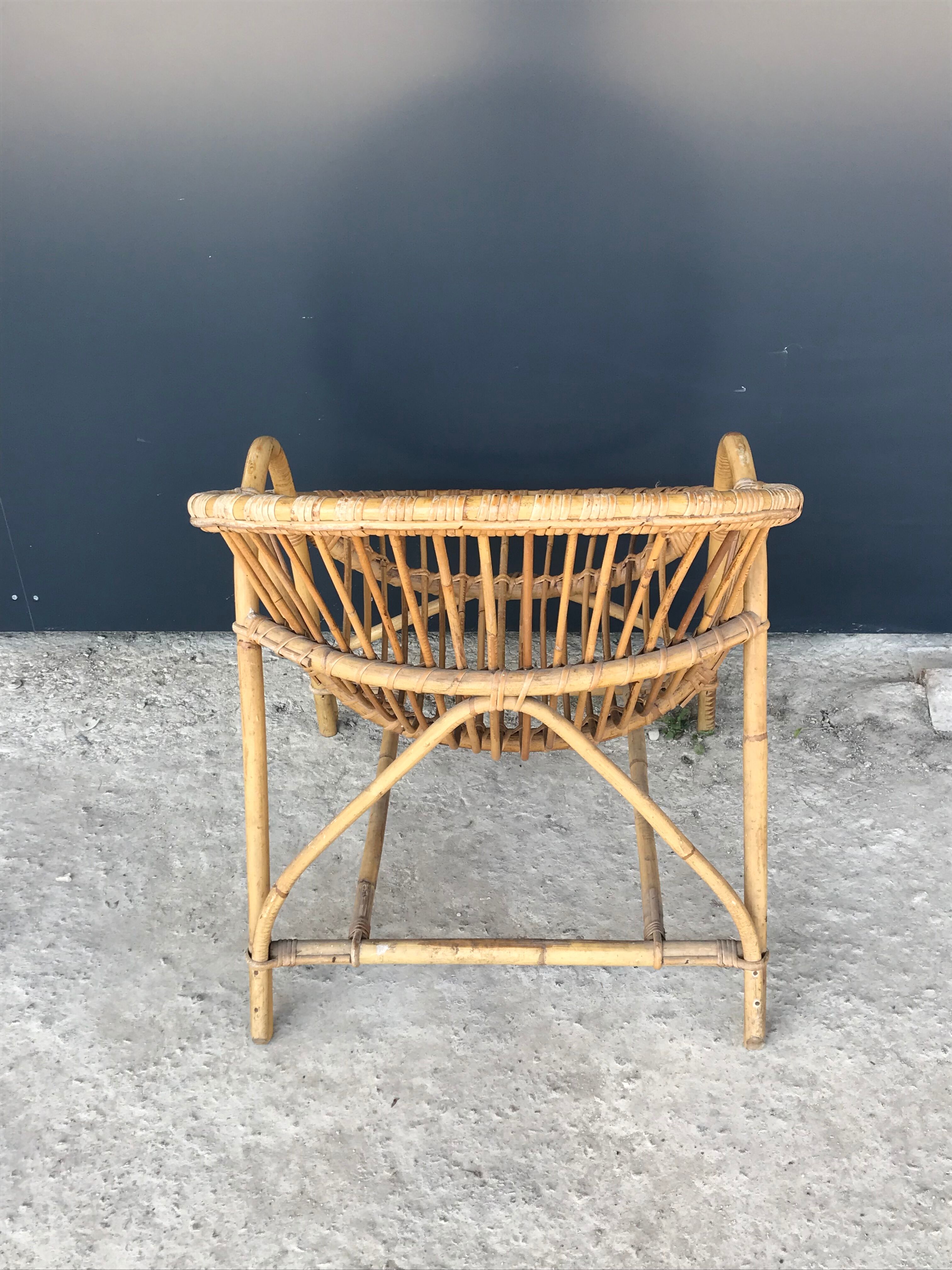 Rattan shell armchair