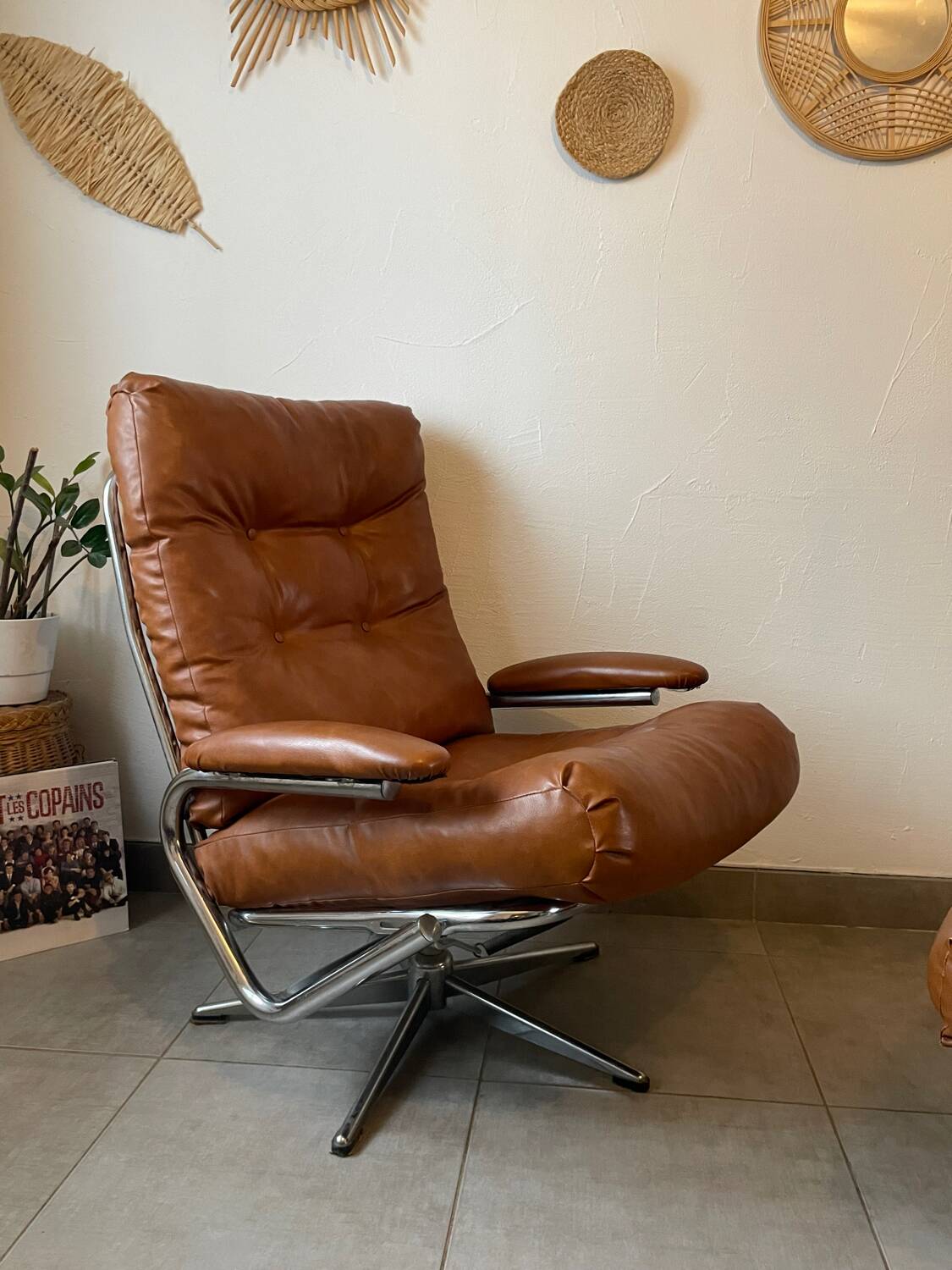 Vintage reclining lounge chair and footrest
