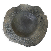 asymmetrical brutalist stoneware bowl signed Vintage