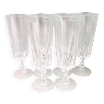 6 flûtes en cristal taillé