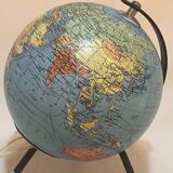 Globe terrestre 1960 Tripode Taride  lumineux en verre mappemonde vintage
